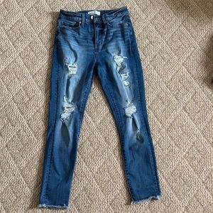 BKE Stylish Blue Distressed Women Jeans